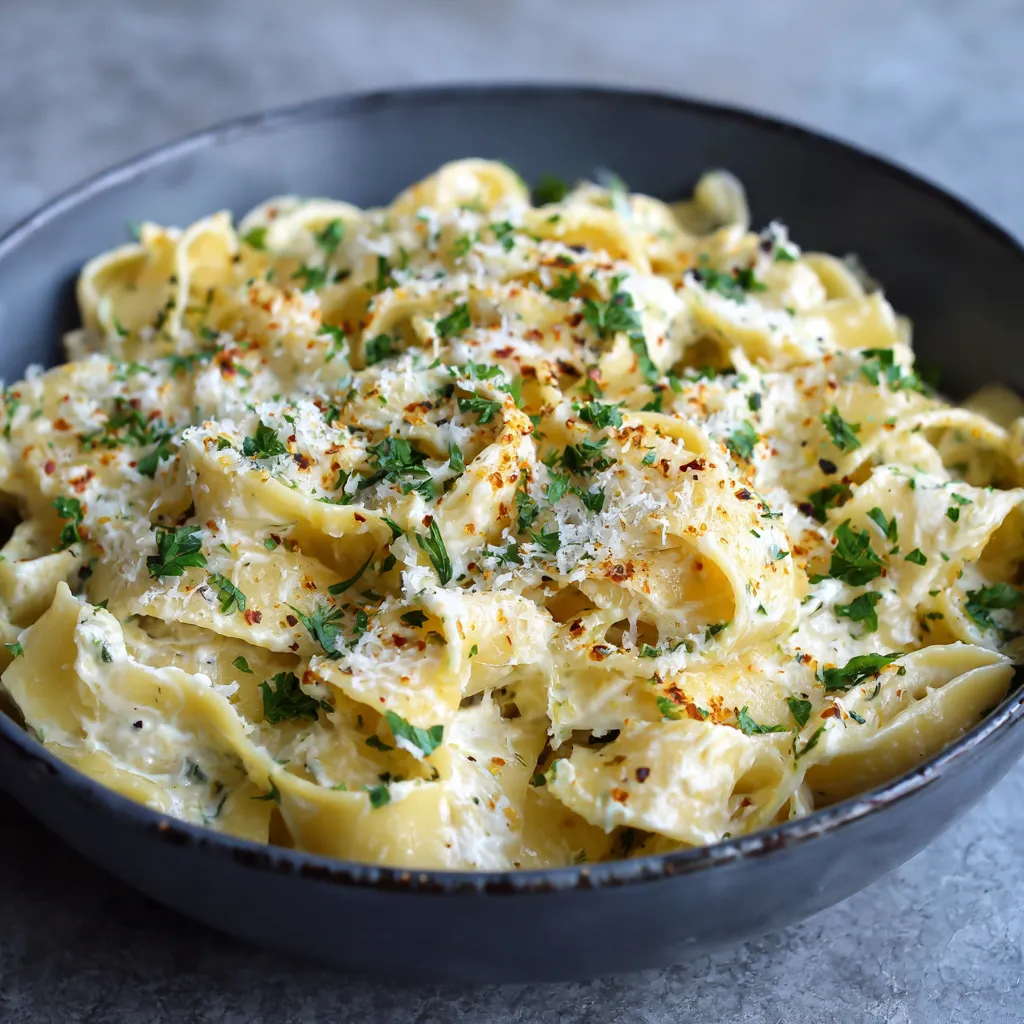 A bowl of creamy boursin pasta.