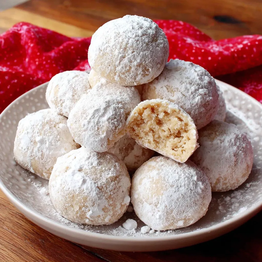 A plate of snowball cookies.