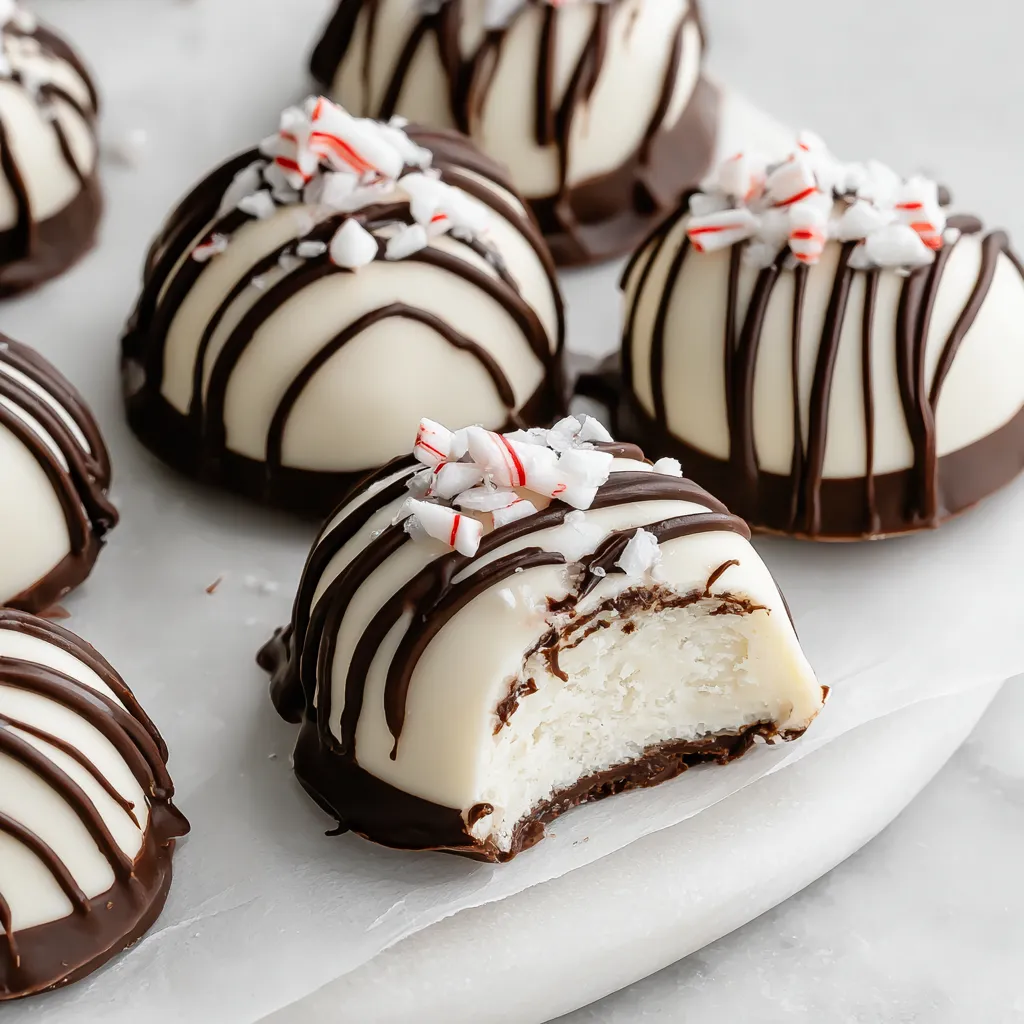 A plate of peppermint creams with white and brown icing.