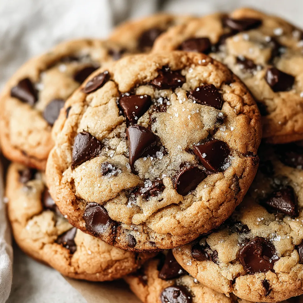A stack of brown sugar toffee chocolate chip cookies.