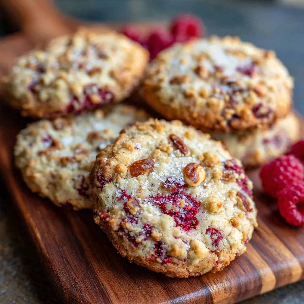 A plate of buttery raspberry crumble cookies.