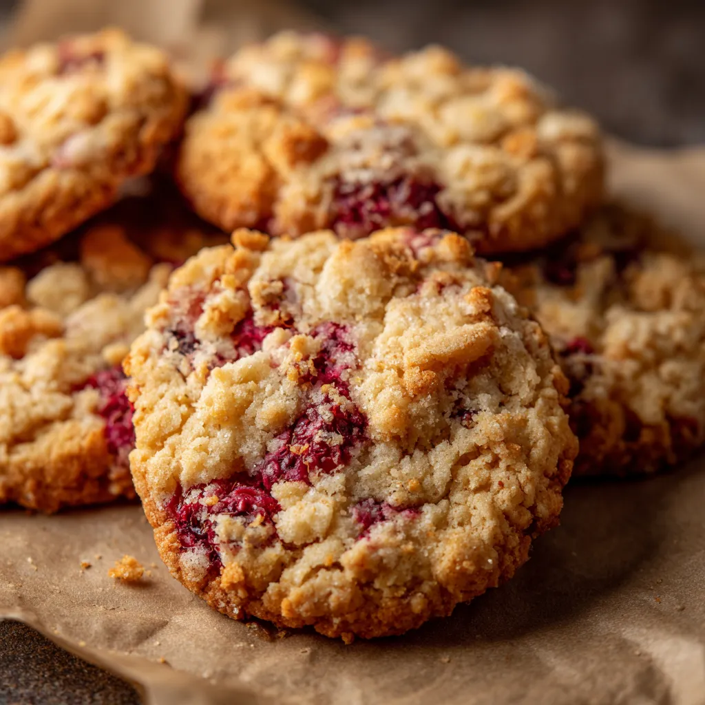Buttery Raspberry Crumble Cookies.
