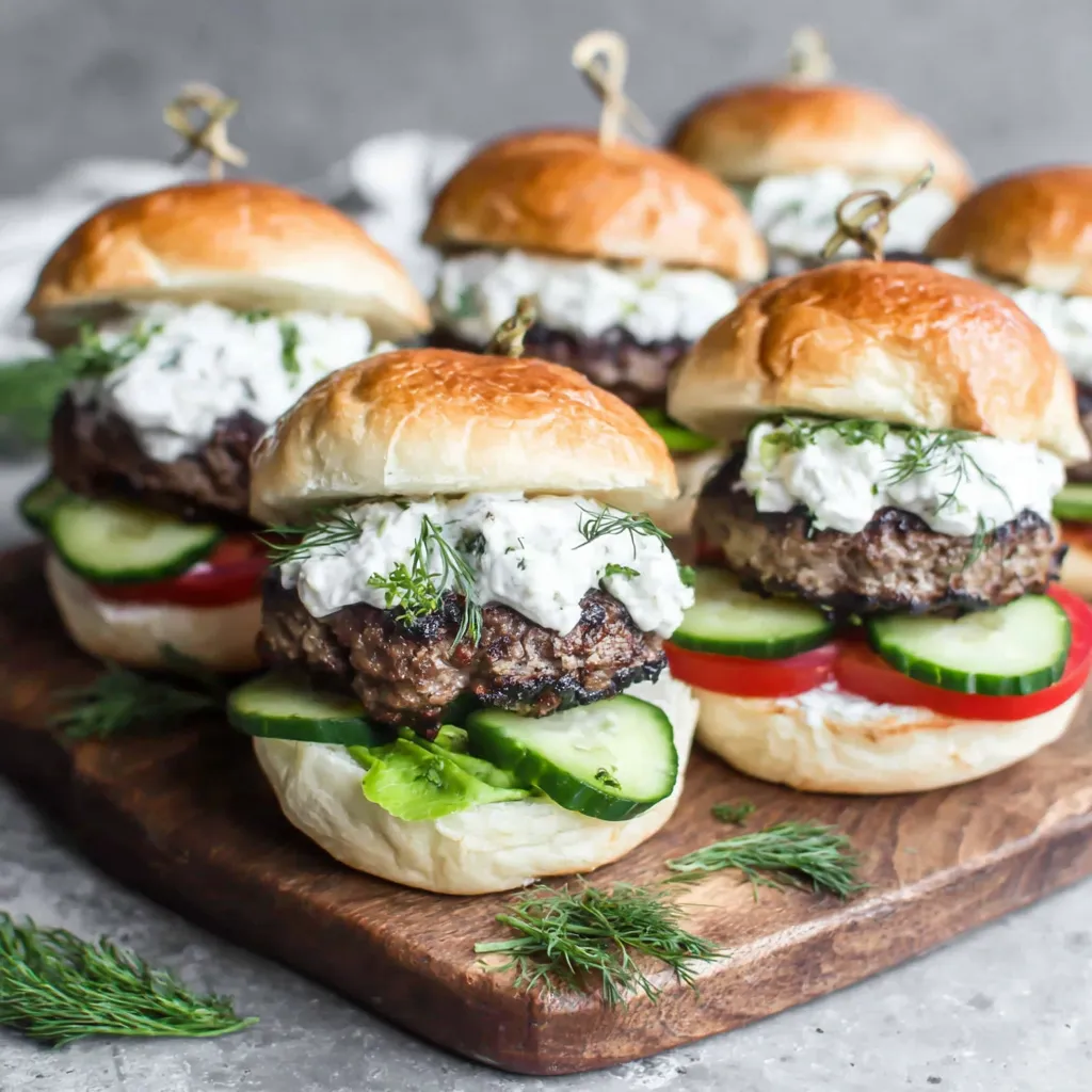 Lamb sliders with dill greek yogurt.