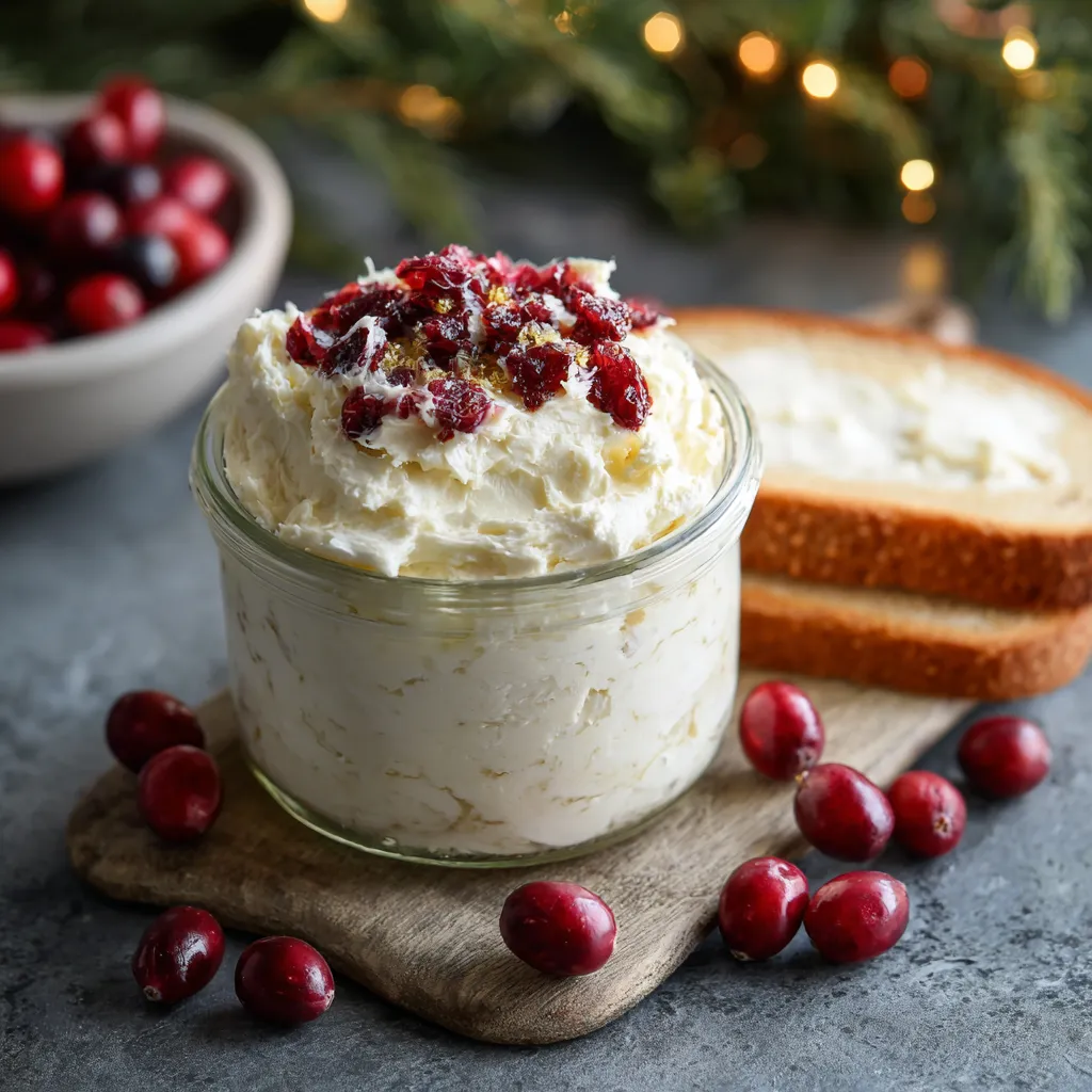 A bowl of cranberry honey butter sits on a table next to a slice of bread.
