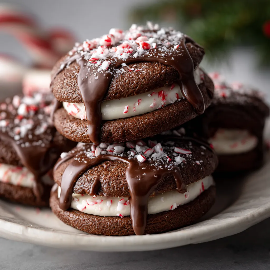 Chocolate Peppermint Sandwich Cookies.