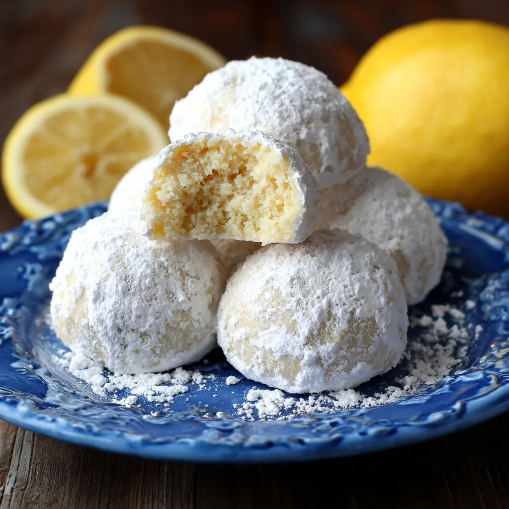 A plate of lemon cream snowball cookies.