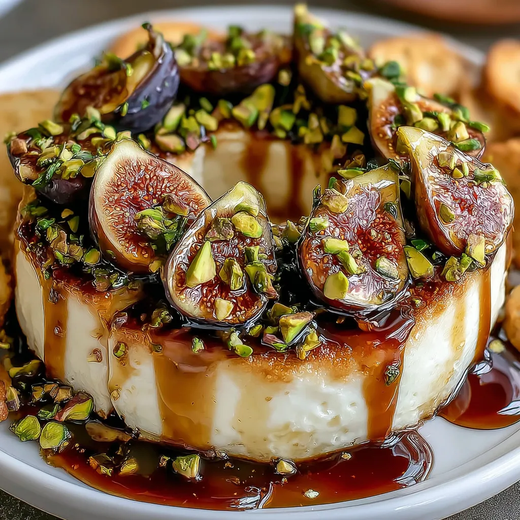 A plate of food with a goat cheese appetizer.