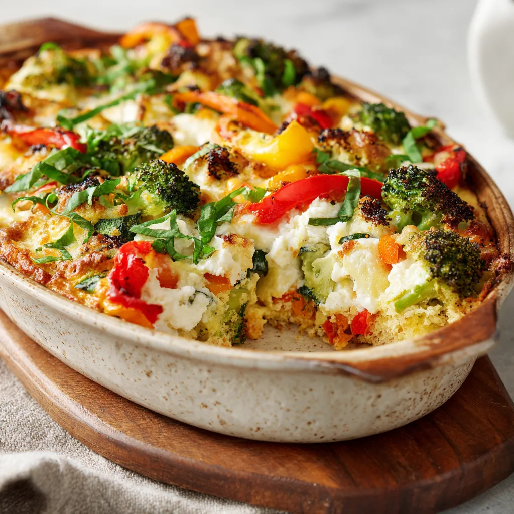 A high-protein veggie bake with cottage cheese.