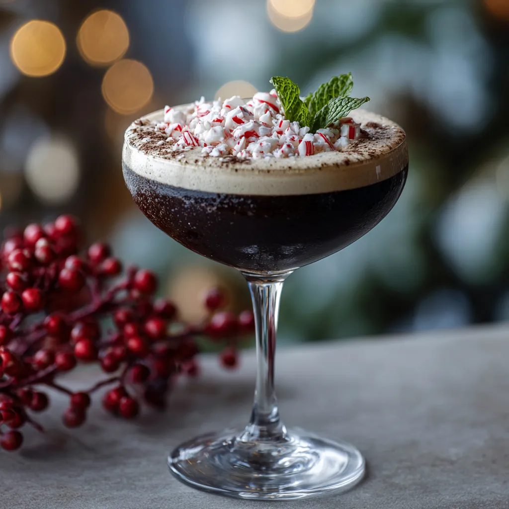 A glass of Peppermint Mocha Espresso Martini.