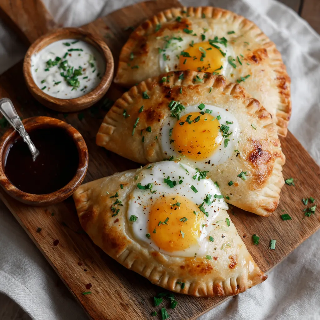 Sourdough discard breakfast pockets with eggs.