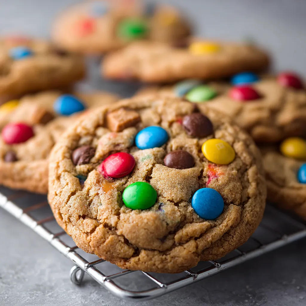 A tray of Biscoff M&M Cookie Butter Cookies.