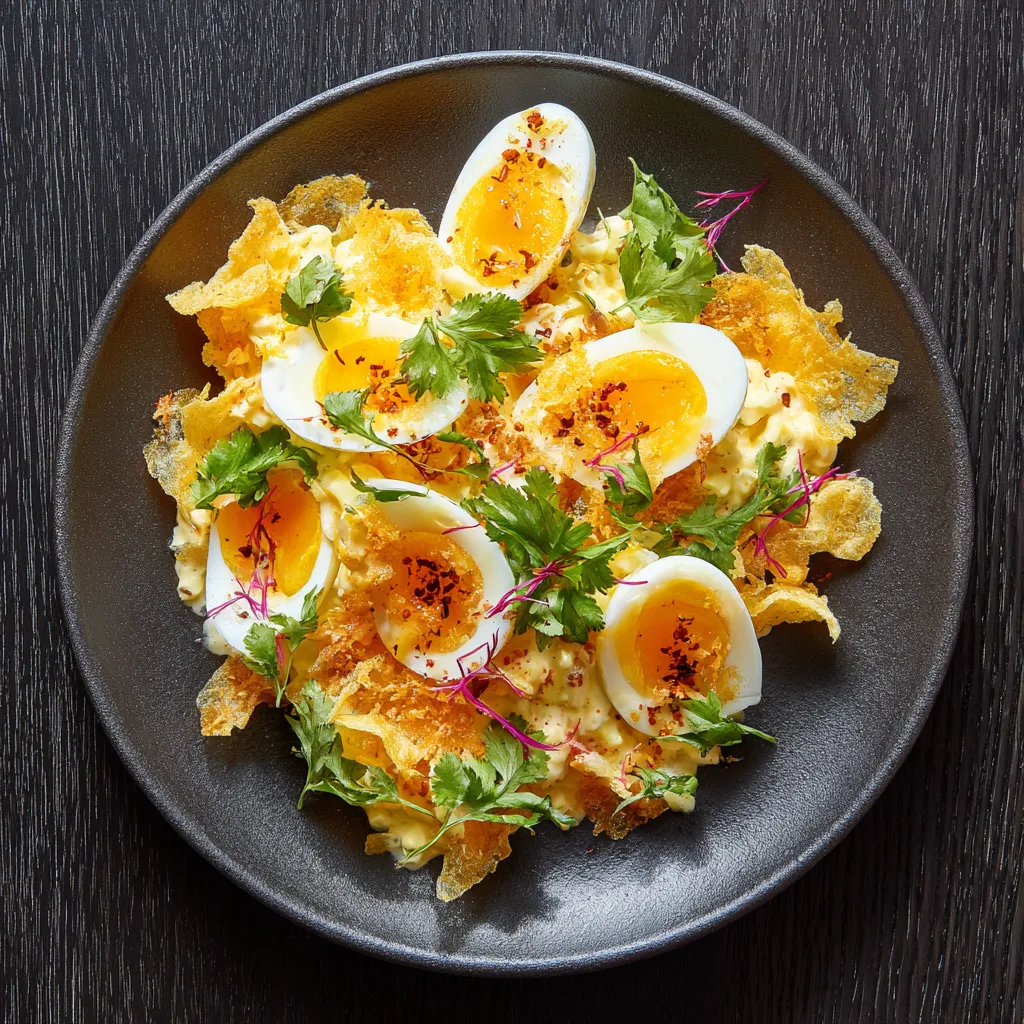 A plate of crispy egg salad.