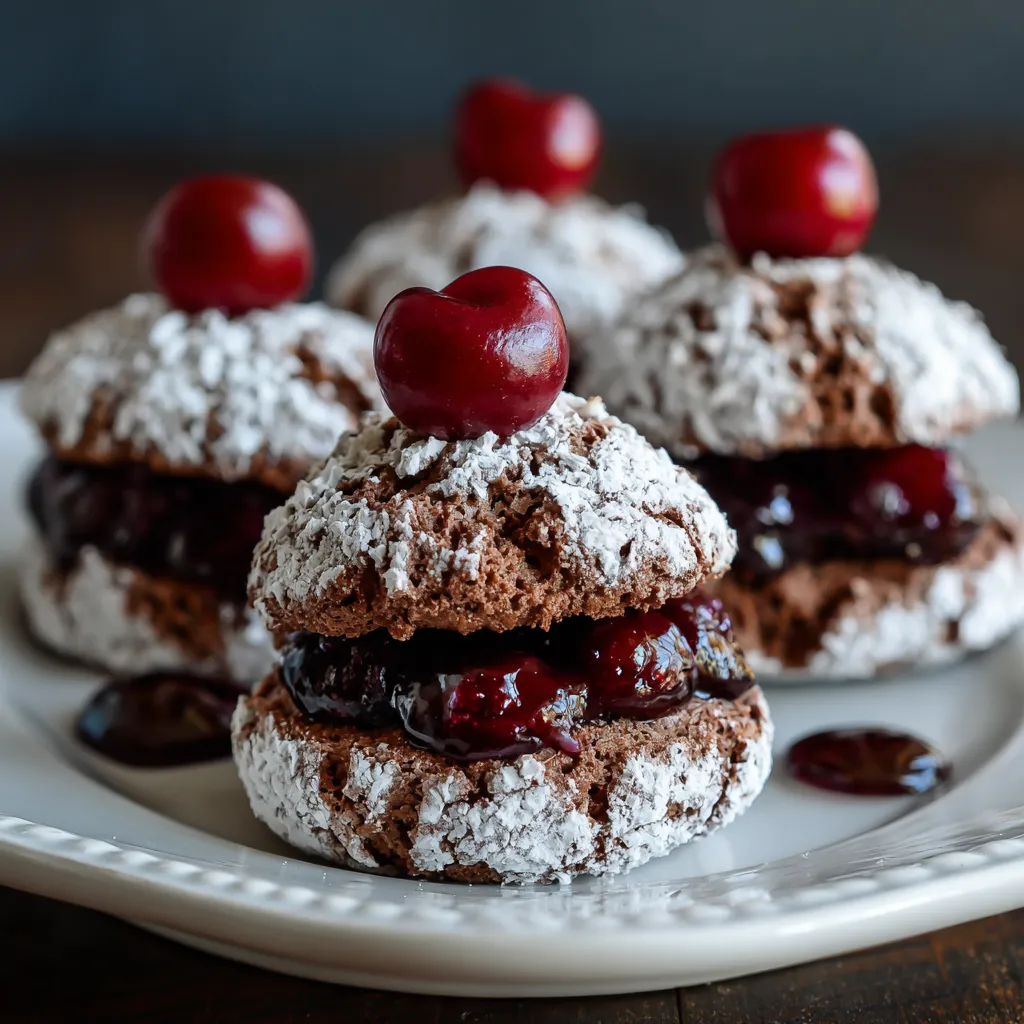 A plate of cocoa cherry macaroons.