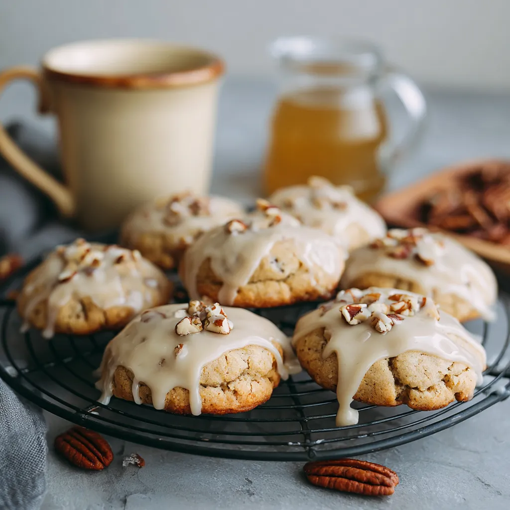 A plate of cookies with a brown butter icing.