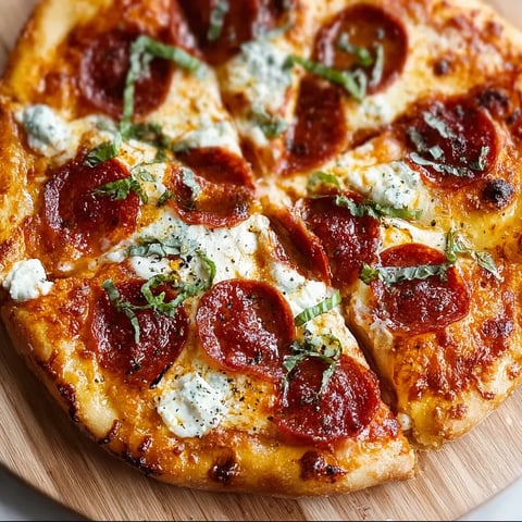 A slice of pizza with pepperoni and ricotta cheese.