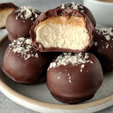 A plate of chocolate covered peanut butter bites.