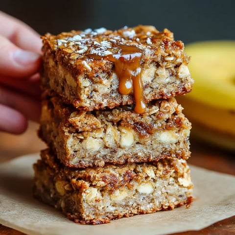 A stack of banana oatmeal bars.