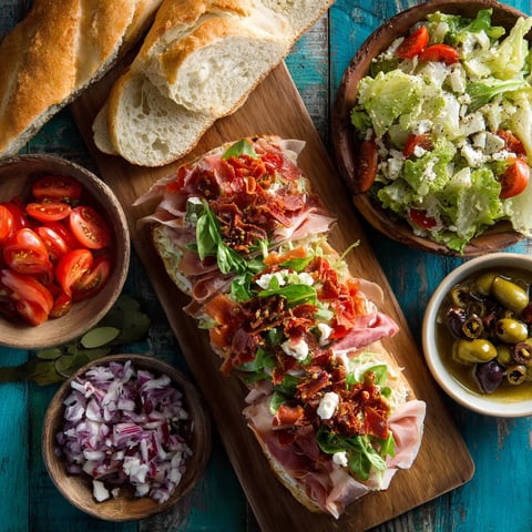 A variety of Italian foods on a table.